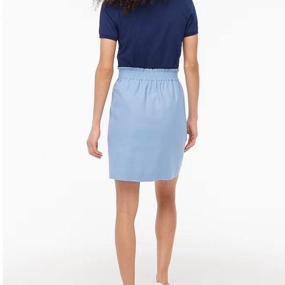 J Crew Blue Linen Cotton City Mini Skirt Paperbag Stretch Waist Size 0 NWT BF230 - Picture 2 of 15